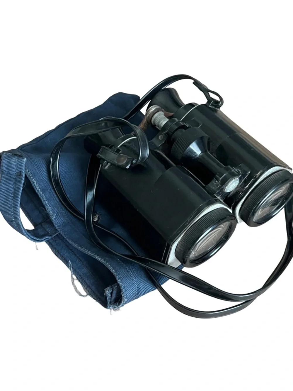 Vintage mid century wide angle binoculars with case black deco style no scratch